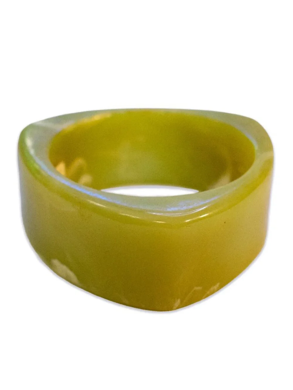 Triangular Green Jade Bangle Light Green with White Marbling